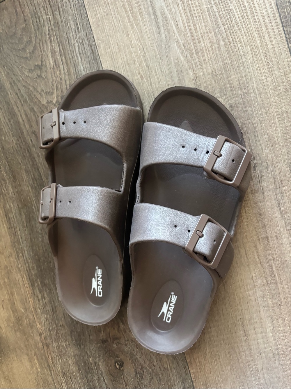Crane Women's Brown Double-Strap Slide Sandals